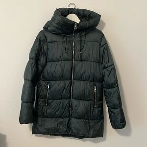 Mango puffer jacket dark green size small